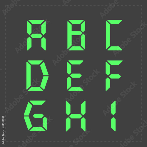 Calculator digital green text.