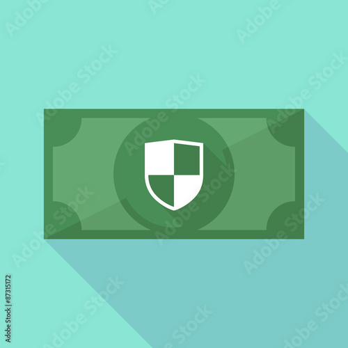 Long shadow banknote icon with a shield