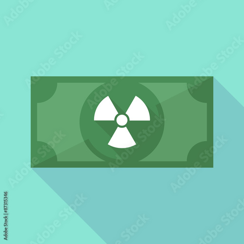 Long shadow banknote icon with a radio activity sign