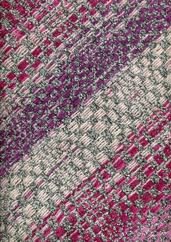Hand-woven fabric in purple  pink and gray
