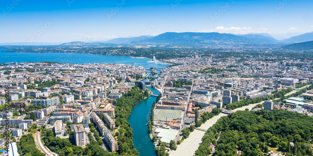 Fototapeta premium Aerial view of Geneva city in Switzerland
