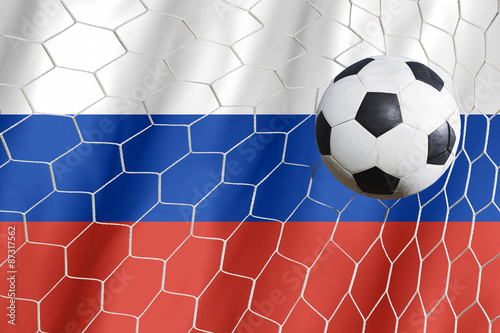 Russia flag with championship soccer ball © FAMILY STOCK