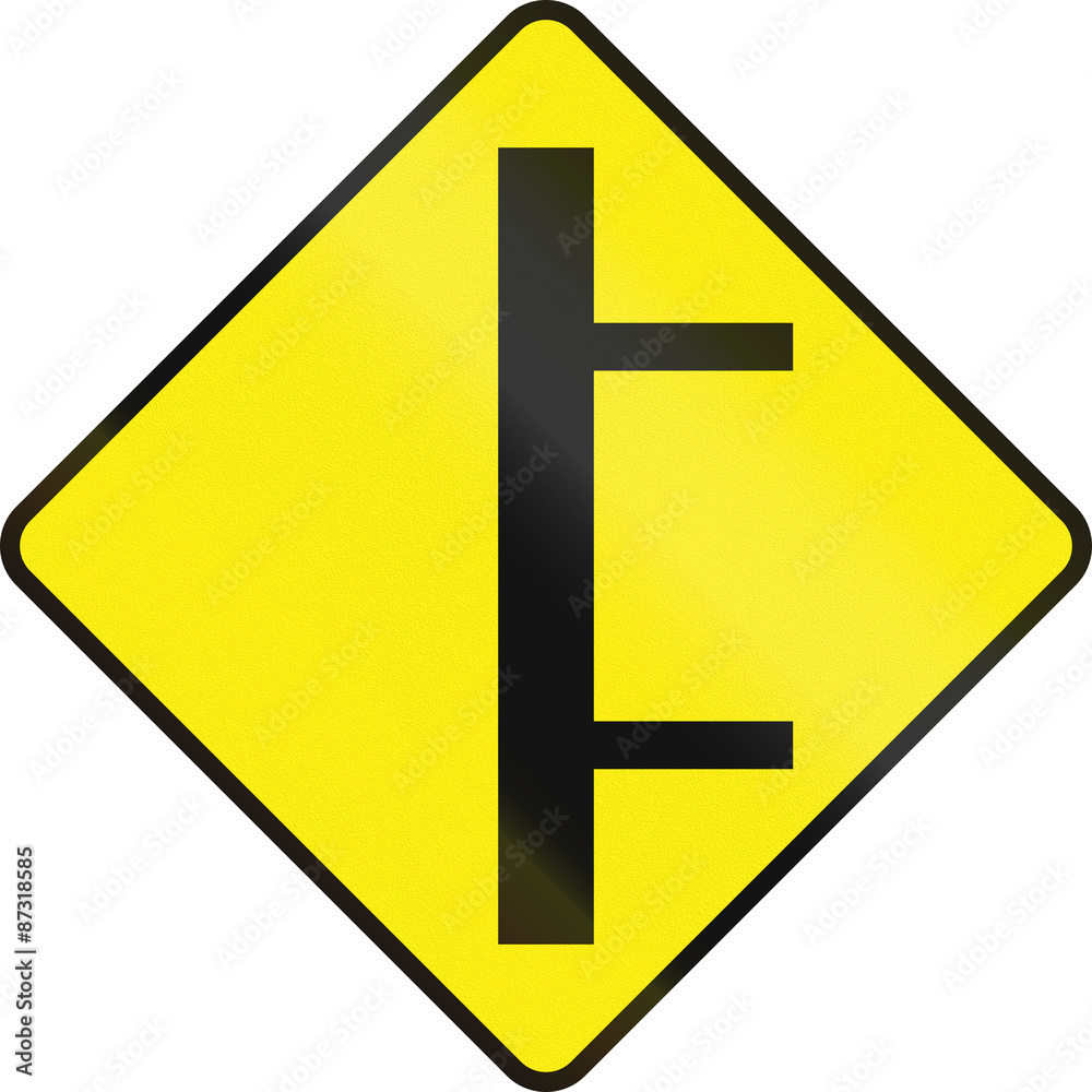 Irish road warning sign - T-Intersection ahead Irish road warning sign - T-Intersection ahead