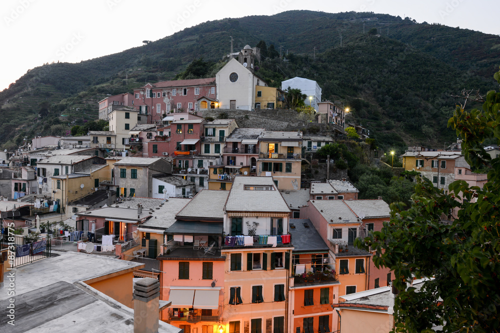 Scenic night view of village Vernazza