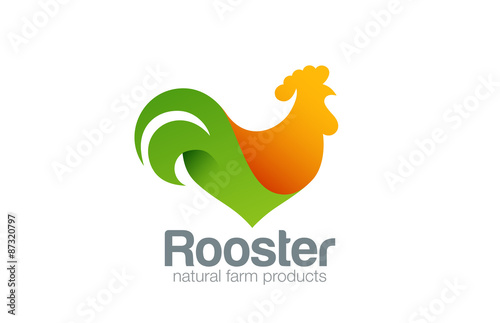 Rooster Logo Farm design vector template...Cock chicken Eco natu