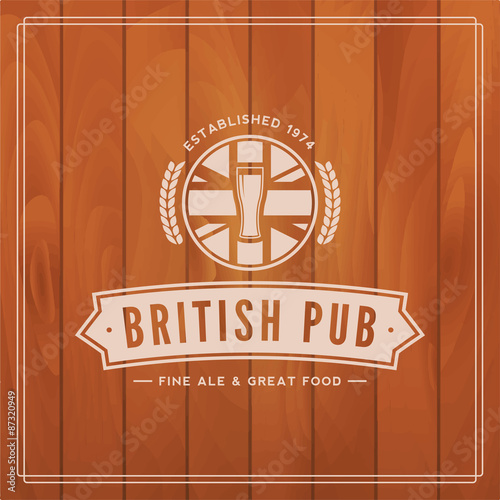 british pub label on wooden background