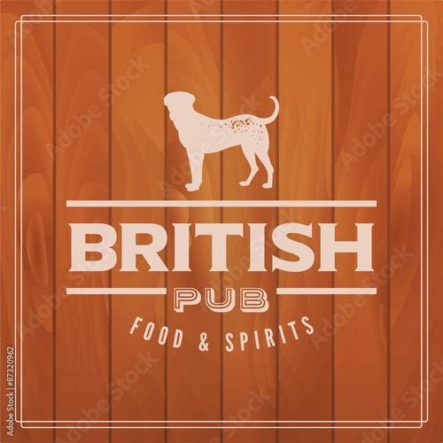 british pub label on wooden background
