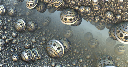Background with fantastic 3D spheres  abstract fractal design.