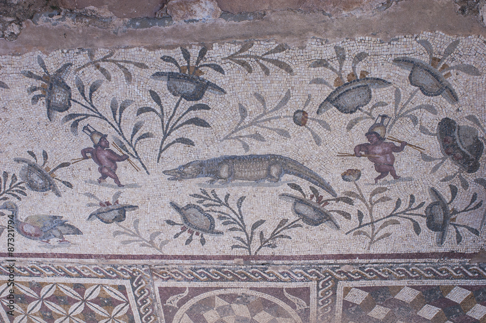 the mosaics of the ancient Roman house in Libya - Villa Sileen