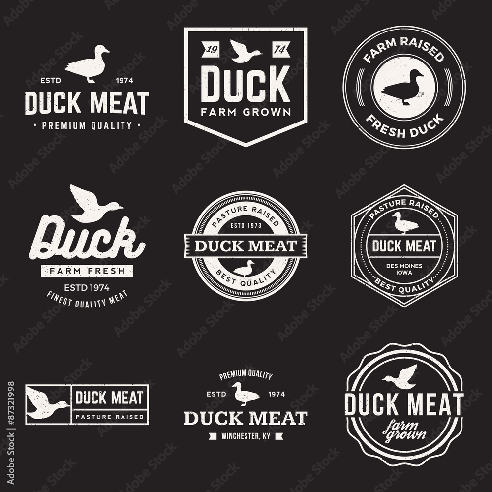 vector set of premium duck meat labels, badges and design elemen vector set of premium duck meat labels, badges and design elemen