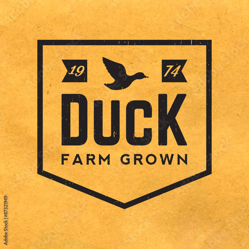 premium duck meat label with grunge texture on old paper backgro
