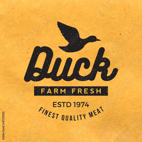 premium duck meat label with grunge texture on old paper backgro