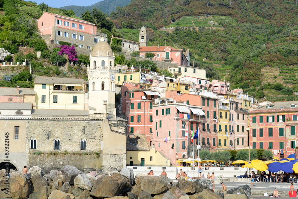 Scenic view of colorful village Vernazza, Italy