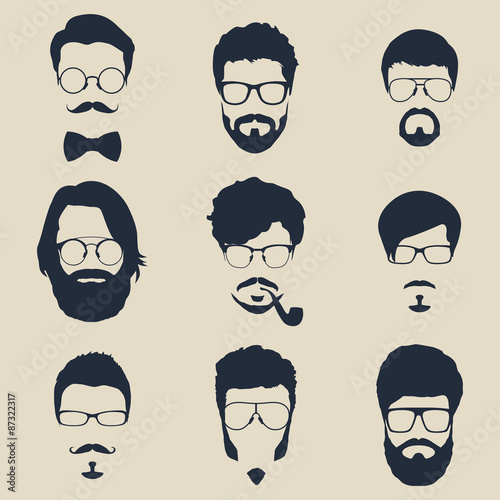 set of hipster avatars for social media or web site. man face si