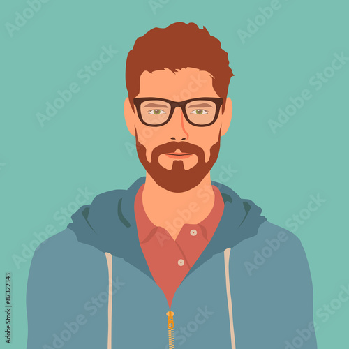 flat hipster character. stylish young guy with glasses. avatar i