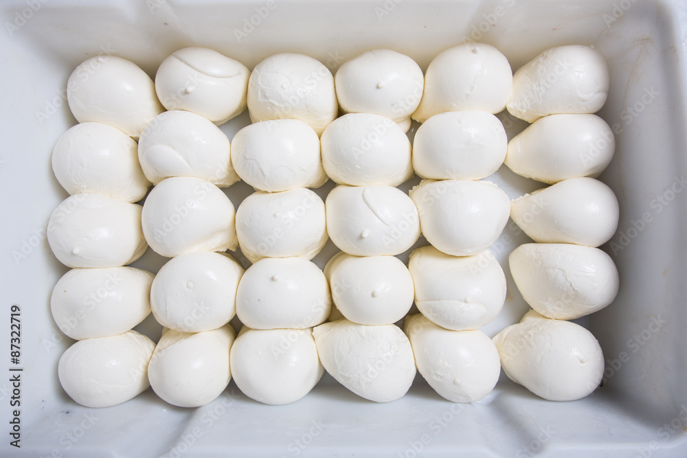 mozzarella cheese on a production mozzarella cheese on a production