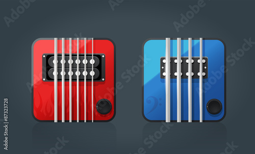 Vector set of electric guitar icons for music software
