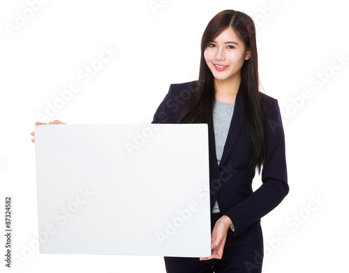 Asian young businesswoman show with placard