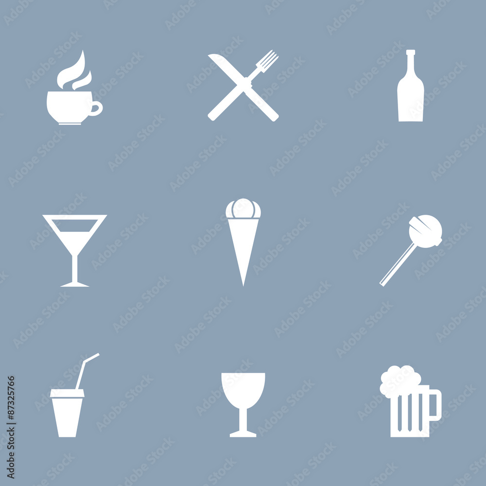 Drinks and food icon set Drinks and food icon set