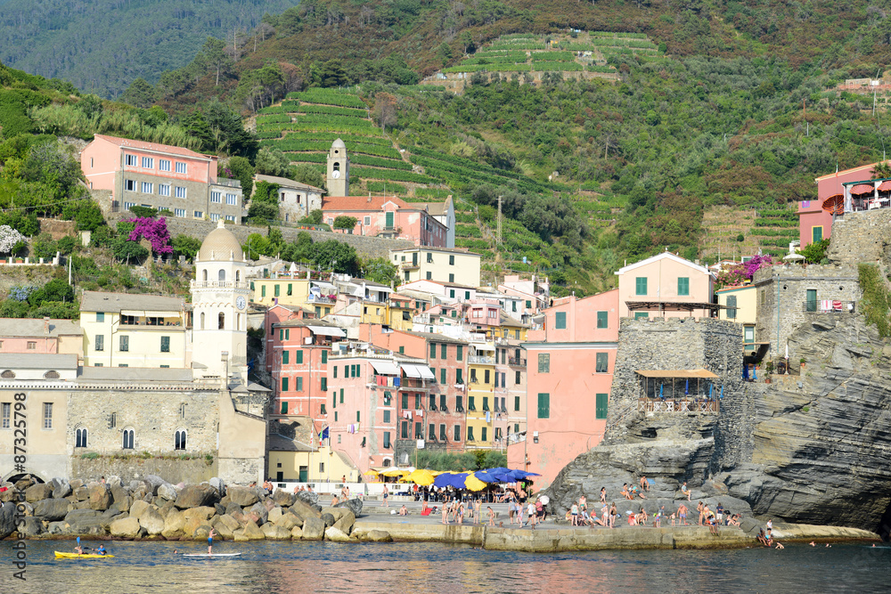 Scenic view of colorful village Vernazza, Italy