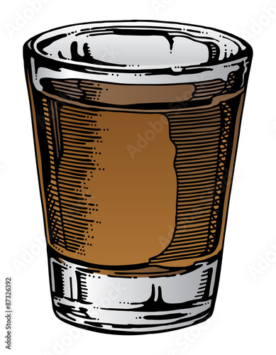 Shot Glass Hand Drawn is an illustration of a shot glass with whiskey or other alcohol.