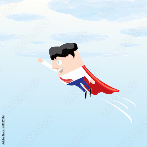 business man flying. vector illustration. 