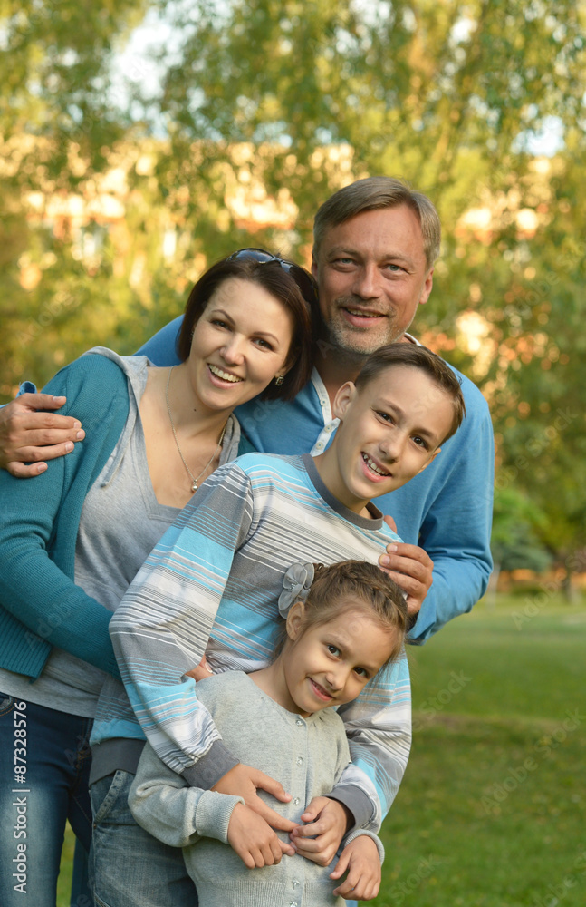 Family resting in  summer park