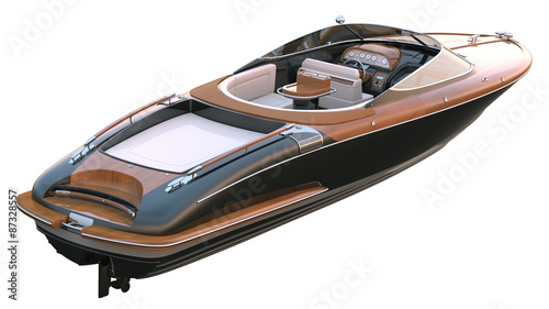 Luxury Speed Boat. Isolated with clipping path. photo