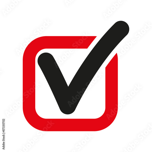 The check icon. Checkmark and checkbox, yes, voting symbol. Flat
