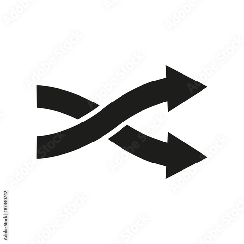 The intersecting arrows icon. Exchange and turn, cross symbol. Flat