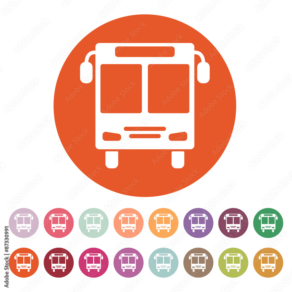 The bus icon. Public transport stop symbol. Flat The bus icon. Public transport stop symbol. Flat