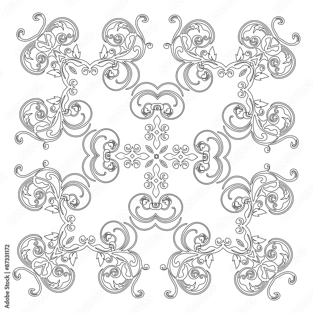 Fototapeta premium Ornament black white card with mandala.