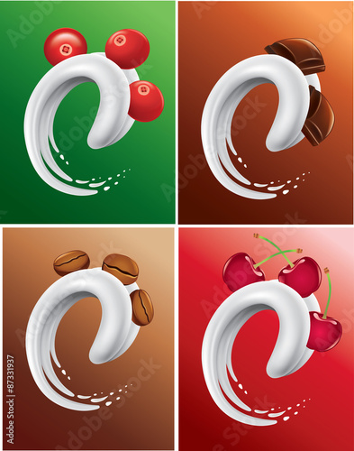 milk tongue splash with chocolate, cranberry, coffee, cherry