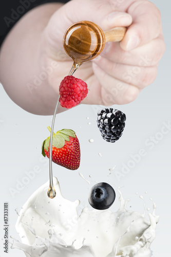 Milk Splash With Various Berries