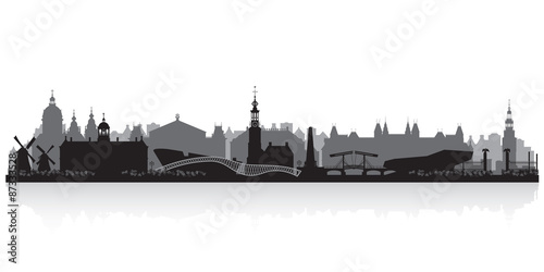 Amsterdam Netherlands city skyline silhouette
