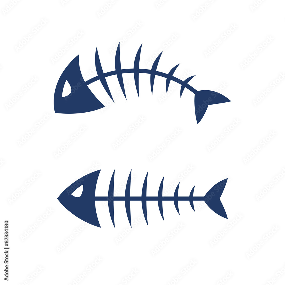 Fish bone skeleton vector icon logo design. Stock Vector