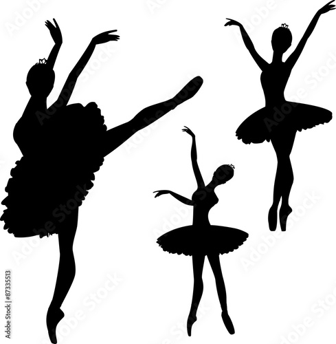 Ballerinas silhouettes set, isolated on white