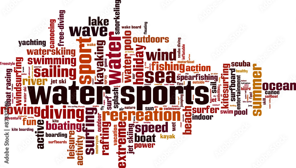 Water sports word cloud concept. Vector illustration Water sports word cloud concept. Vector illustration