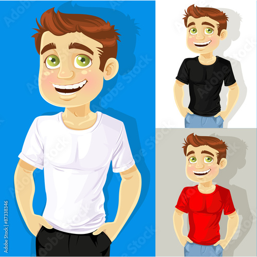 Business man shows a T-shirt for print