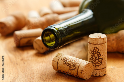 Wine corks and bottle photo