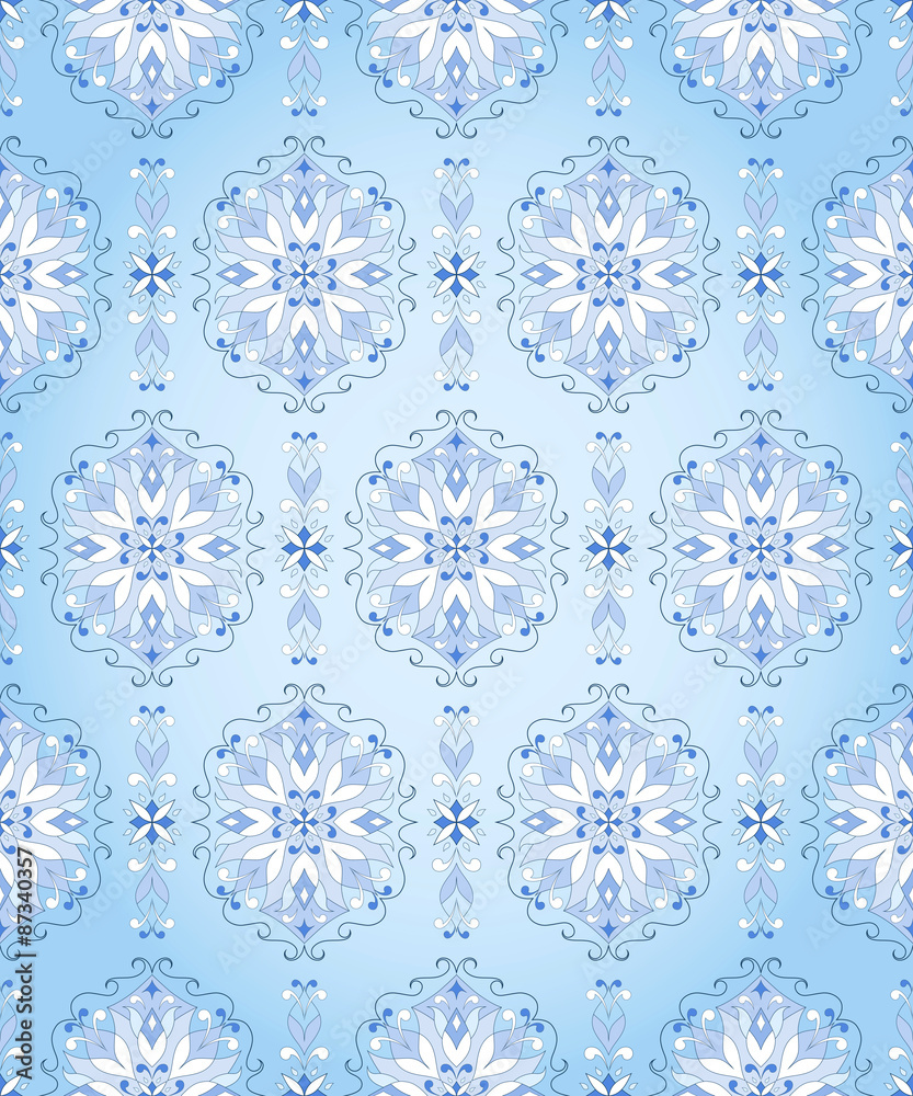 Floral  seamless texture on blue.