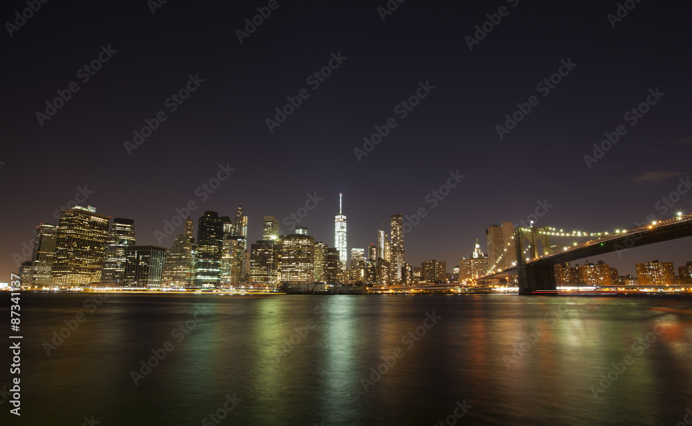 Manhattan, New York cityscape at night