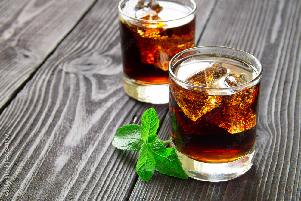 cocktail with cola and mint cocktail with cola and mint