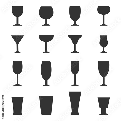 Drink glass icons set