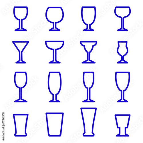 Drink glass icons set