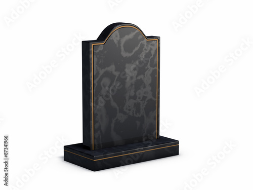 Black marbel gravestone on white background