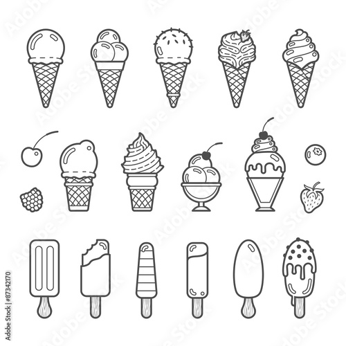Vector icon set of yummy ice cream