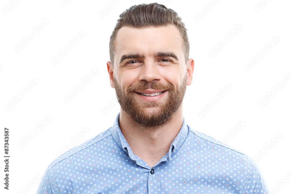 Close-up of smiling man on isolated background Close-up of smiling man on isolated background
