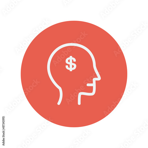 Head with dollar symbol thin line icon