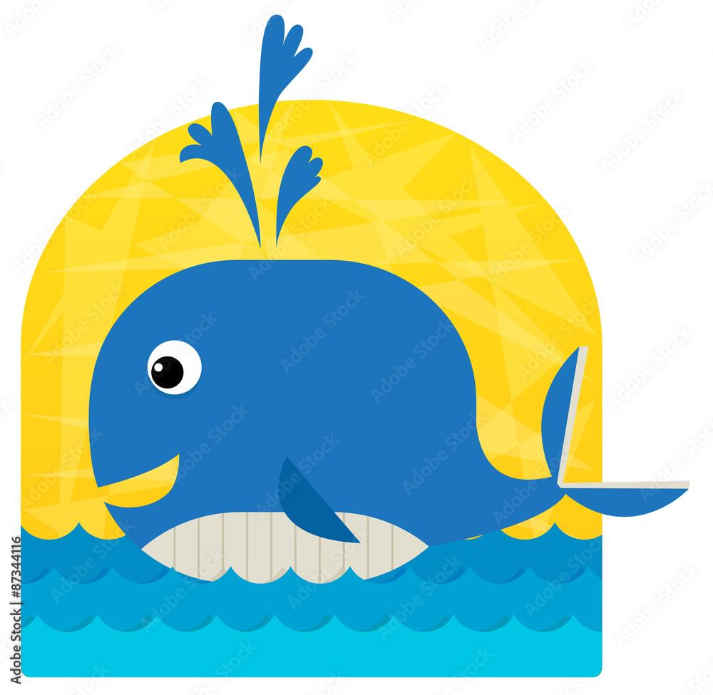 Obraz premium Baby Whale - Cute clip art of a baby whale swimming in the ocean. Eps10